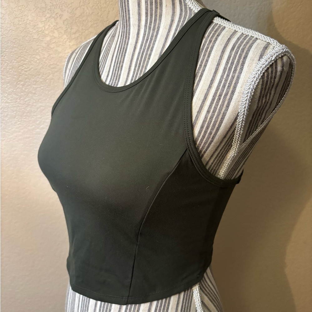 All in Motion Athletic Tank Top Medium Olive Green Racerback Mesh Panel Stretchy - Picture 7 of 14
